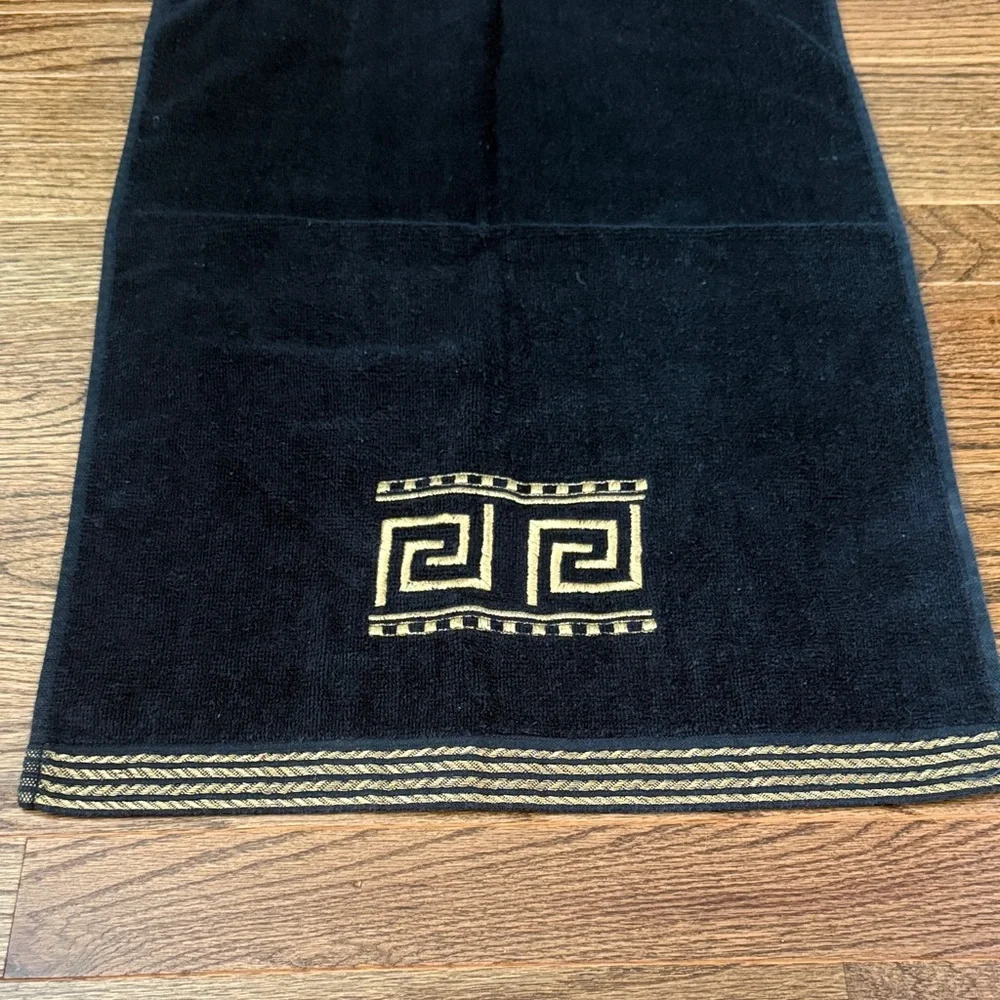 Black and Gold Greek key Hand Towel